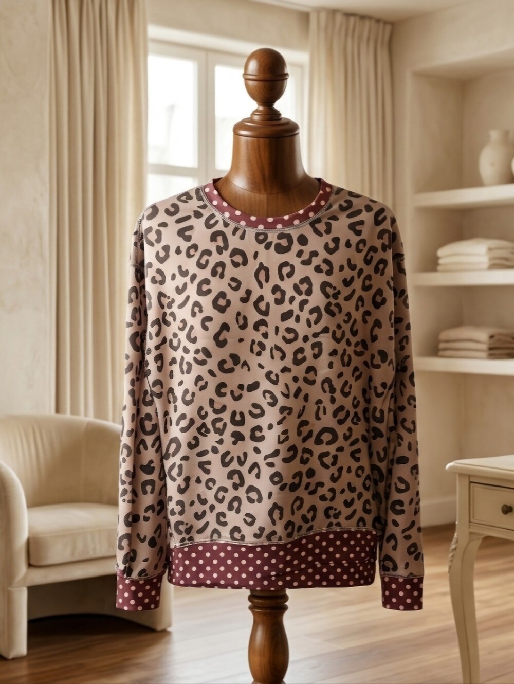 Leopard & Polka-Dot Knit Pullover | Little Daisy | S